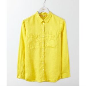 Boden The Linen Shirt in Pineapple Yellow Size 10 Long Sleeve Button Down